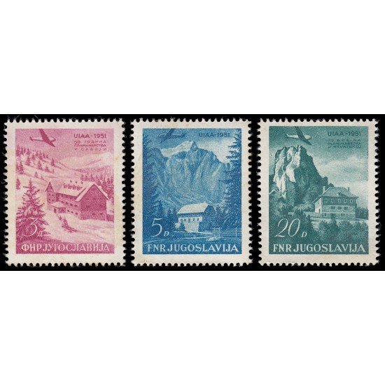 Yugoslavia Aéreo 42/44 1951 Congreso Unión Internacional Asociaciones Alpinas U.I.A.A Sin Goma Yugoslavia Aéreo 42/44 1951 Congreso Unión Internacional Asociaciones Alpinas U.I.A.A Sin Goma