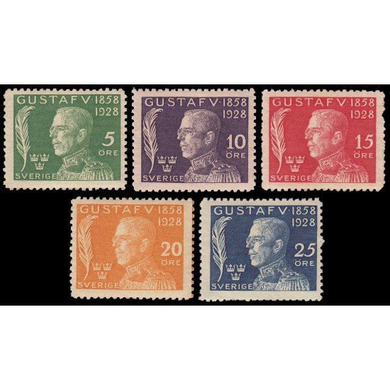 Suecia Sweden 206/10 1928 70 aniv. del Rey Gustavo V MH Suecia Sweden 206/10 1928 70 aniv. del Rey Gustavo V MH