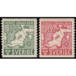 Suecia Sweden 305/06 1944 300 aniv. de la primera carta marítima en Suecia MNH Suecia Sweden 305/06 1944 300 aniv. de la primera carta marítima en Suecia MNH