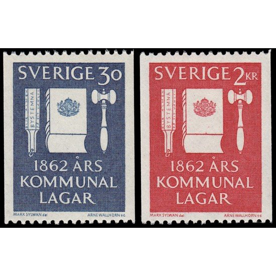 Suecia Sweden 493/94 1962 Centenario de las Leyes municipales MNH Suecia Sweden 493/94 1962 Centenario de las Leyes municipales MNH