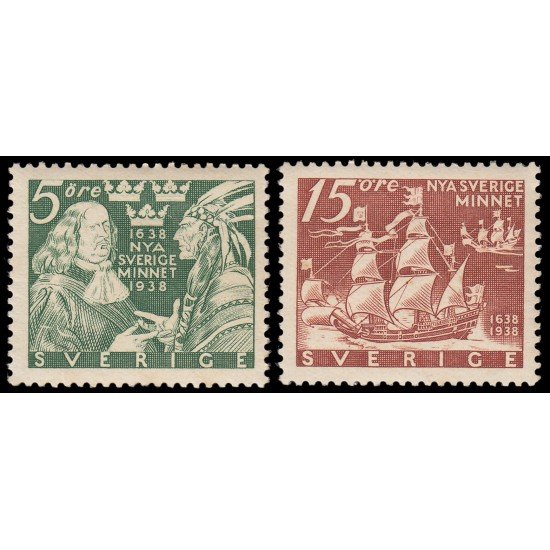 Suecia Sweden 249a/50a 1938 300 aniversario de la colonia Nueva Suecia en América MNH Suecia Sweden 249a/50a 1938 300 aniversario de la colonia Nueva Suecia en América MNH