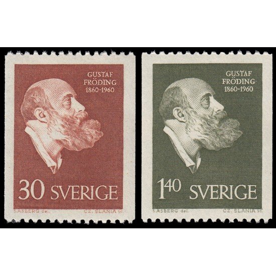 Suecia Sweden 452/53 1960 Centenario del nacimiento del poeta Gustav Froding MNH Suecia Sweden 452/53 1960 Centenario del nacimiento del poeta Gustav Froding MNH