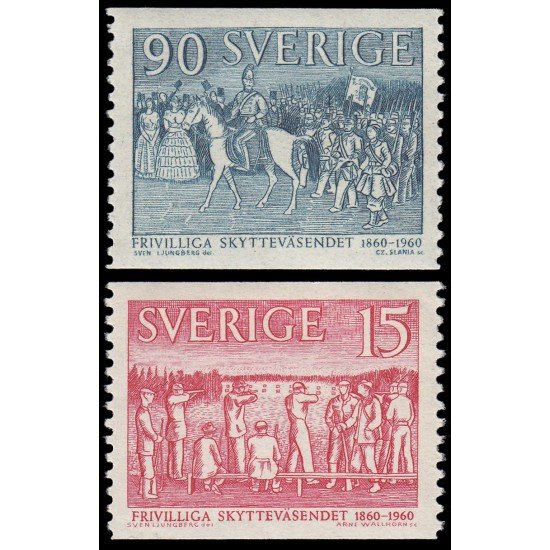 Suecia Sweden 450/51 1960 Centenario de la Organización de tiro MNH Suecia Sweden 450/51 1960 Centenario de la Organización de tiro MNH