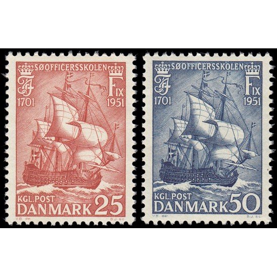 Dinamarca Denmark 338/39 1951 250 aniv. de la Escuela naval de la isla Holmen MNH Dinamarca Denmark 338/39 1951 250 aniv. de la Escuela naval de la isla Holmen MNH