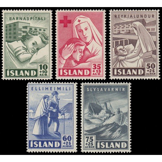 Islandia Iceland 215/19 1949 En beneficio de la Cruz Roja MNH Islandia Iceland 215/19 1949 En beneficio de la Cruz Roja MNH