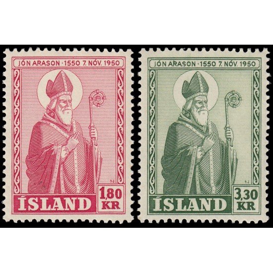 Islandia Iceland 234/35 1950 400 aniv. de la muerte del Obispo Jon Arason MNH Islandia Iceland 234/35 1950 400 aniv. de la muerte del Obispo Jon Arason MNH