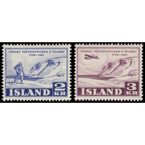 Islandia Iceland 236/37 1951 175 aniv. de la Organización de servicio postal MNH