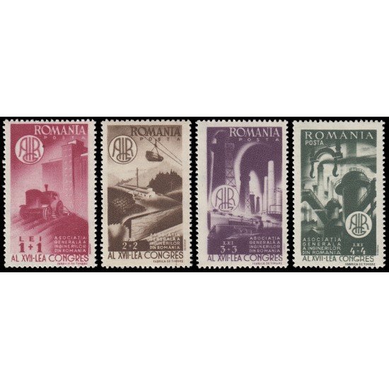Rumanía Romania 992/95 1947 17 Congreso de ingenieros MNH