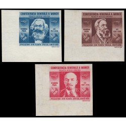 Rumanía Romania 833/35 1945 En beneficio de la Confederación general del trabajo Marx, Engels, Lenin MNH Rumanía Romania 833/35 1945 En beneficio de la Confederación general del trabajo Marx, Engels, Lenin MNH