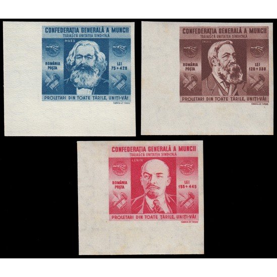 Rumanía Romania 833/35 1945 En beneficio de la Confederación general del trabajo Marx, Engels, Lenin MNH Rumanía Romania 833/35 1945 En beneficio de la Confederación general del trabajo Marx, Engels, Lenin MNH