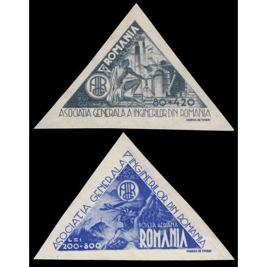 Rumanía Romania Aéreo 32/33 1945 16 congreso nacional de ingenieros MNH Rumanía Romania Aéreo 32/33 1945 16 congreso nacional de ingenieros MNH