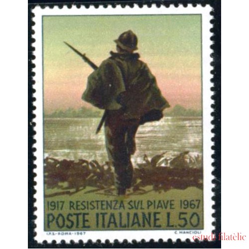 MI2 Italia Italy  Nº 988  1967 50º Aniv. de la resistencia en Piave-soldado-Lujo