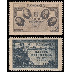 Rumanía Romania 869/70 1945 50 aniv. de la fundación de la Revisión de Matemática MNH Rumanía Romania 869/70 1945 50 aniv. de la fundación de la Revisión de Matemática MNH