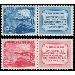 Rumanía Romania 1085/86 1949 Conmemoración de la Conferencia de sindicatos internacionales de transporte MNH Rumanía Romania 1085/86 1949 Conmemoración de la Conferencia de sindicatos internacionales de transporte MNH