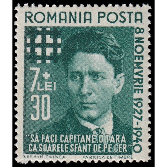 Rumanía Romania 641 1940 Retrato de Codeanu MNH Rumanía Romania 641 1940 Retrato de Codeanu MNH