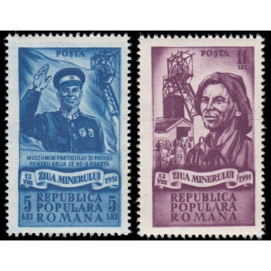 Rumanía Romania 1162/63 1951 Día de los mineros MNH Rumanía Romania 1162/63 1951 Día de los mineros MNH