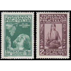 Rumanía Romania 475/76 1934 Semana de la fruta Exposición en Bucarest MNH Rumanía Romania 475/76 1934 Semana de la fruta Exposición en Bucarest MNH
