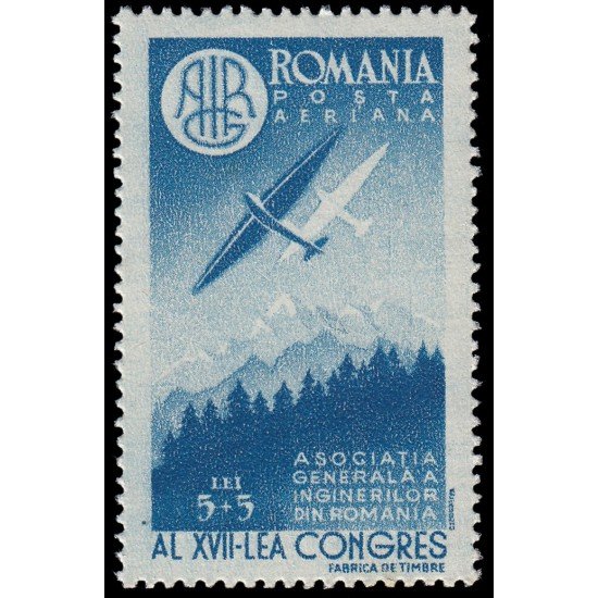 Rumanía Romania Aéreo 43 1947 17 congreso de ingenieros MNH Rumanía Romania Aéreo 43 1947 17 congreso de ingenieros MNH