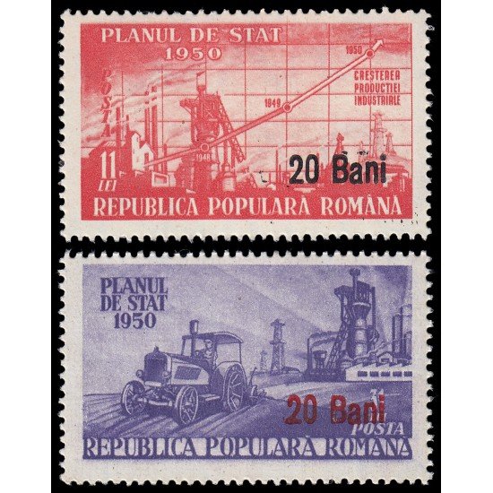 Rumanía Romania 1231/32 1952 Sellos de 1950 con sobrecarga MNH Rumanía Romania 1231/32 1952 Sellos de 1950 con sobrecarga MNH