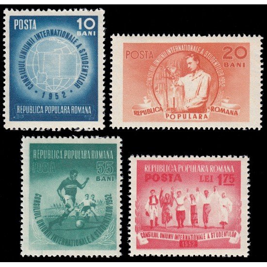 Rumanía Romania 1276/79 1952 Consejo de la Unión Internacional de estudiantes MNH Rumanía Romania 1276/79 1952 Consejo de la Unión Internacional de estudiantes MNH