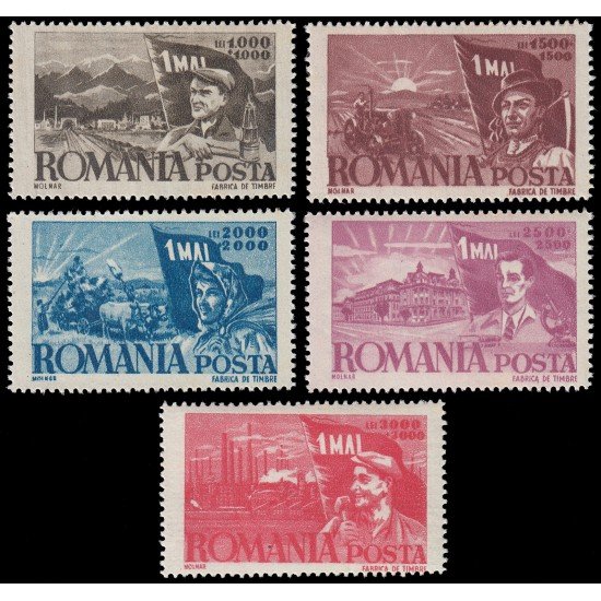 Rumanía Romania 971/75 1947 Conmemoración del 1 de Mayo MNH Rumanía Romania 971/75 1947 Conmemoración del 1 de Mayo MNH