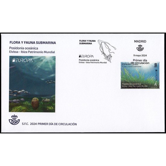 España Spain 5746 2024 Flora y fauna submarina Posidonia oceánica Ibiza SPD Sobre Primer Día Tarifa B España Spain 5746 2024 Flora y fauna submarina Posidonia oceánica Ibiza SPD Sobre Primer Día Tarifa B