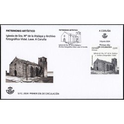 España Spain 5756 2024 Patrimonio artístico Iglesia de Sta. María de la Atalaya Archivo fotográfico Vidal Laxe A Coruña SPD Sobre Primer Día España Spain 5756 2024 Patrimonio artístico Iglesia de Sta. María de la Atalaya Archivo fotográfico Vidal Laxe A Coruña SPD Sobre Primer Día
