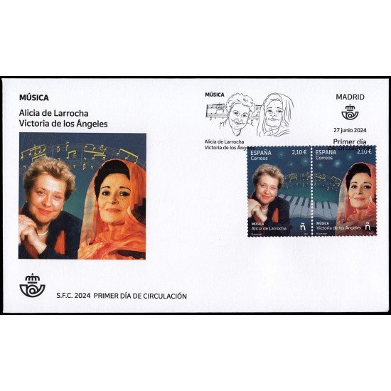 España Spain 5759/60 2024 Música Alicia de Larrocha Victoria de los Ángeles SPD Sobre Primer Día España Spain 5759/60 2024 Música Alicia de Larrocha Victoria de los Ángeles SPD Sobre Primer Día