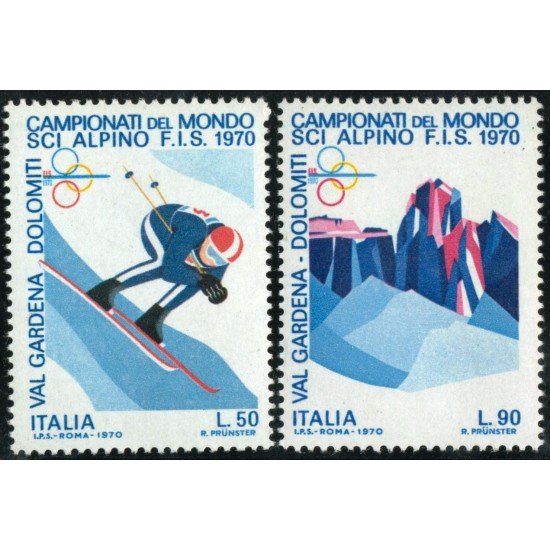 DEP/S Italia Italy  Nº 1041/42   1970 Campeonatos del mundo de esquí alpino Lujo