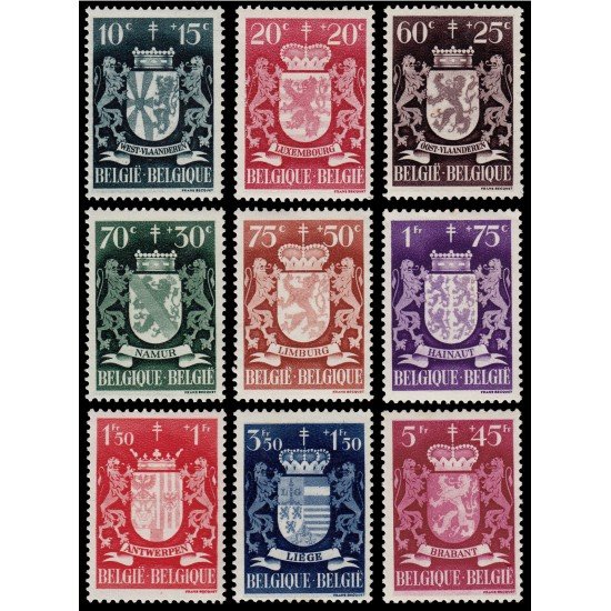 Bélgica 716/24 1945 Escudos de provincias MH Bélgica 716/24 1945 Escudos de provincias MH