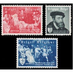 Bélgica 964/66 1955 Exposición Carlos V y su tiempo en Gante MNH Bélgica 964/66 1955 Exposición Carlos V y su tiempo en Gante MNH