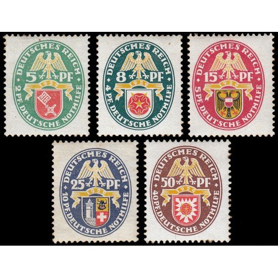 Alemania Imperio Germany 421/25 1929 Ayuda de emergencia alemana: escudo de armas MH Alemania Imperio Germany 421/25 1929 Ayuda de emergencia alemana: escudo de armas MH