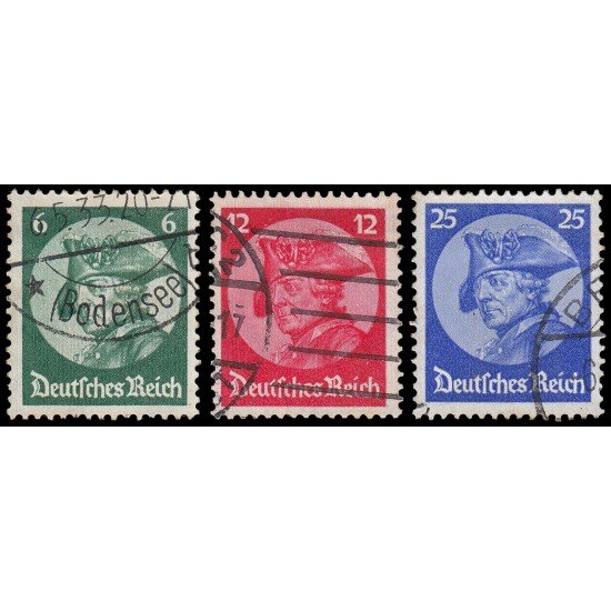 Alemania Imperio Germany 467/69 1933 Sesión inaugural del nuevo Reichstag en Potsdam Federico el Grande Usados Alemania Imperio Germany 467/69 1933 Sesión inaugural del nuevo Reichstag en Potsdam Federico el Grande Usados