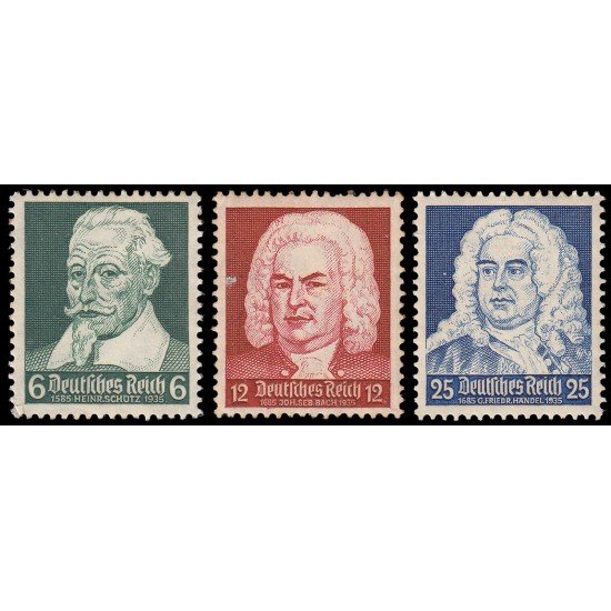 Alemania Imperio Germany 532/34 1935 Aniversarios Schutz, Bach, Haendel MH Alemania Imperio Germany 532/34 1935 Aniversarios Schutz, Bach, Haendel MH
