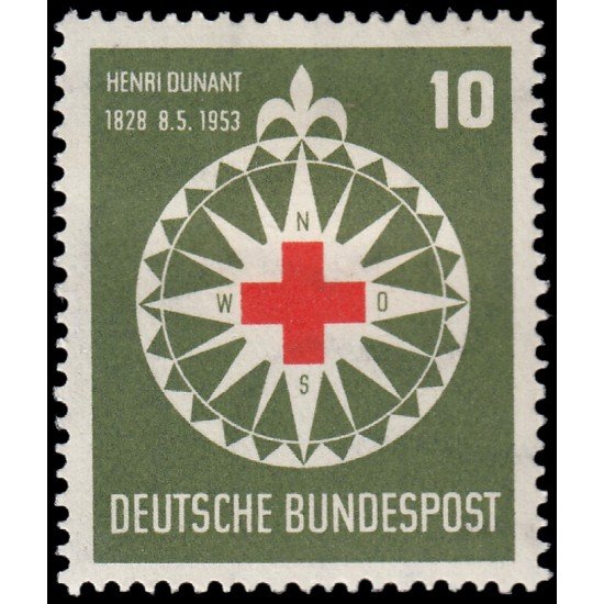 Alemania Federal Germany 50 1953 125 aniv. del nacimiento de Henri Dunant fundador de la Cruz Roja MH Alemania Federal Germany 50 1953 125 aniv. del nacimiento de Henri Dunant fundador de la Cruz Roja MH
