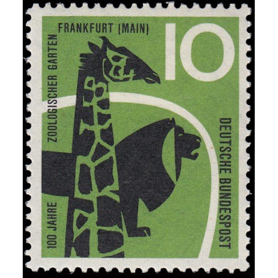 Alemania Federal Germany 159 1958 Centenario del zoo de Frankfurt Jirafa y león MH Alemania Federal Germany 159 1958 Centenario del zoo de Frankfurt Jirafa y león MH