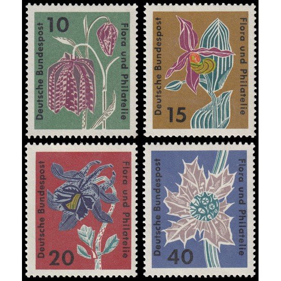 Alemania Federal Germany 264/67 1963 Exposición Flora i Filatélia MNH Alemania Federal Germany 264/67 1963 Exposición Flora i Filatélia MNH