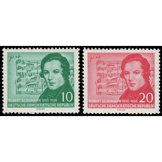 Alemania Oriental 264/65 1956 Centenario de la muerte del compositor Robert Schumann MNH Alemania Oriental 264/65 1956 Centenario de la muerte del compositor Robert Schumann MNH