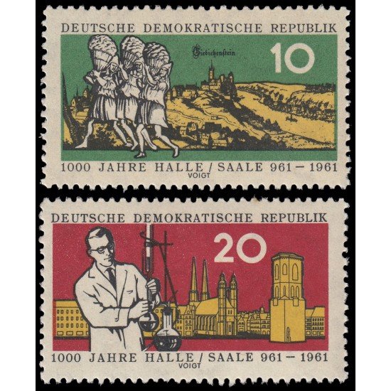 Alemania Oriental 549/50 1961 Científicos y paisaje urbano de Halle MNH Alemania Oriental 549/50 1961 Científicos y paisaje urbano de Halle MNH