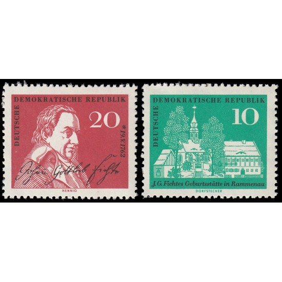 Alemania Oriental 602/03 1962 200 aniversario del nacimiento de Johann Gottlieb Fichte MNH Alemania Oriental 602/03 1962 200 aniversario del nacimiento de Johann Gottlieb Fichte MNH
