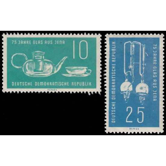 Alemania Oriental 427/28 1959 75 aniv. de la cristalería Jena Glas MNH Alemania Oriental 427/28 1959 75 aniv. de la cristalería Jena Glas MNH