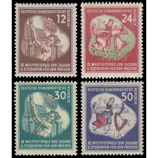 Alemania Oriental 41/44 1951 Festival de la juventud y estudiantes por la paz MNH Alemania Oriental 41/44 1951 Festival de la juventud y estudiantes por la paz MNH