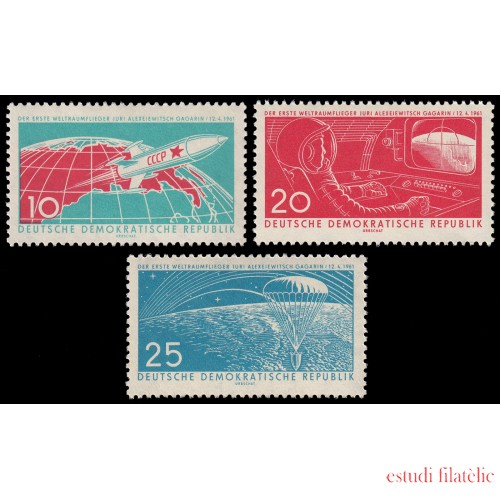 Alemania Oriental  540/42 1961 Primer cosmonauta soviético en el espacio MNH