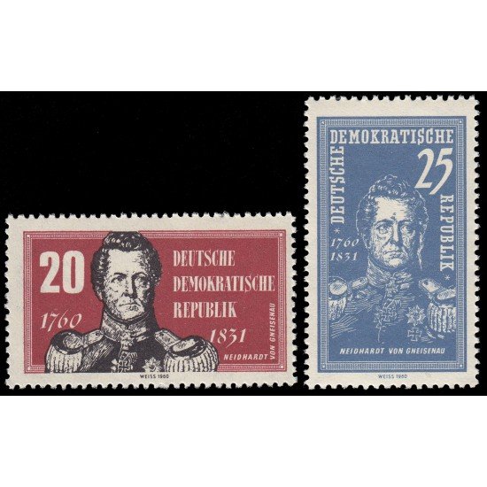 Alemania Oriental 508/09 1960 Bicentenario del nacimiento del conde Neidhardt por Gneisenau MNH
