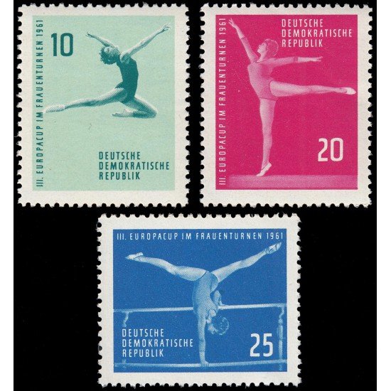 Alemania Oriental 546/48 1961 Copa de Europa de gimnasia femenina MNH Alemania Oriental 546/48 1961 Copa de Europa de gimnasia femenina MNH