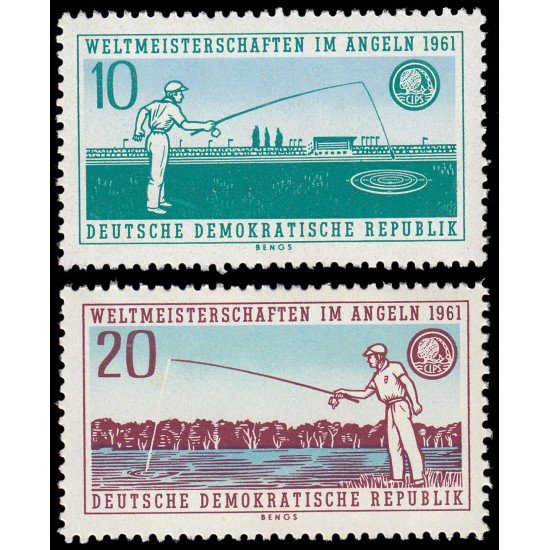 Alemania Oriental 554/55 1961 Campeonato del mundo de pesca con caña en Dresde MNH Alemania Oriental 554/55 1961 Campeonato del mundo de pesca con caña en Dresde MNH