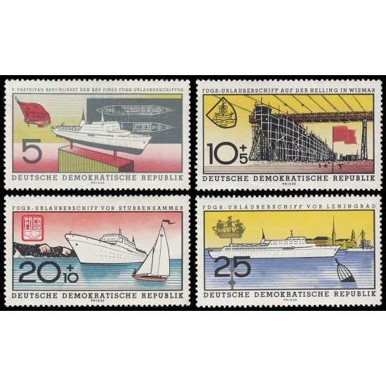 Alemania Oriental 484/87 1960 Construcción naval MNH Alemania Oriental 484/87 1960 Construcción naval MNH