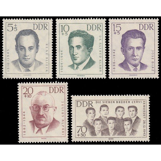 Alemania Oriental 630/34 1962 Antifascistas, víctimas de campos de concentración MNH Alemania Oriental 630/34 1962 Antifascistas, víctimas de campos de concentración MNH