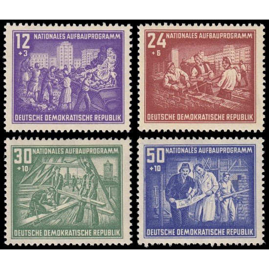 Alemania Oriental 55/58 1952 Propaganda de reconstrucción nacional MNH Alemania Oriental 55/58 1952 Propaganda de reconstrucción nacional MNH