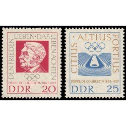 Alemania Oriental 646/47 1963 Centenario del nacimiento de Pierre de Coubertin renovador de los Juegos Olímpicos MNH Alemania Oriental 646/47 1963 Centenario del nacimiento de Pierre de Coubertin renovador de los Juegos Olímpicos MNH
